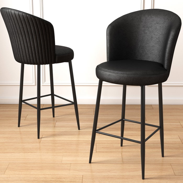 Hanah Home Uras - Juego de 2 Taburetes de Bar Negros Hanah Home Uras - Juego de 2 Taburetes de Bar Negros